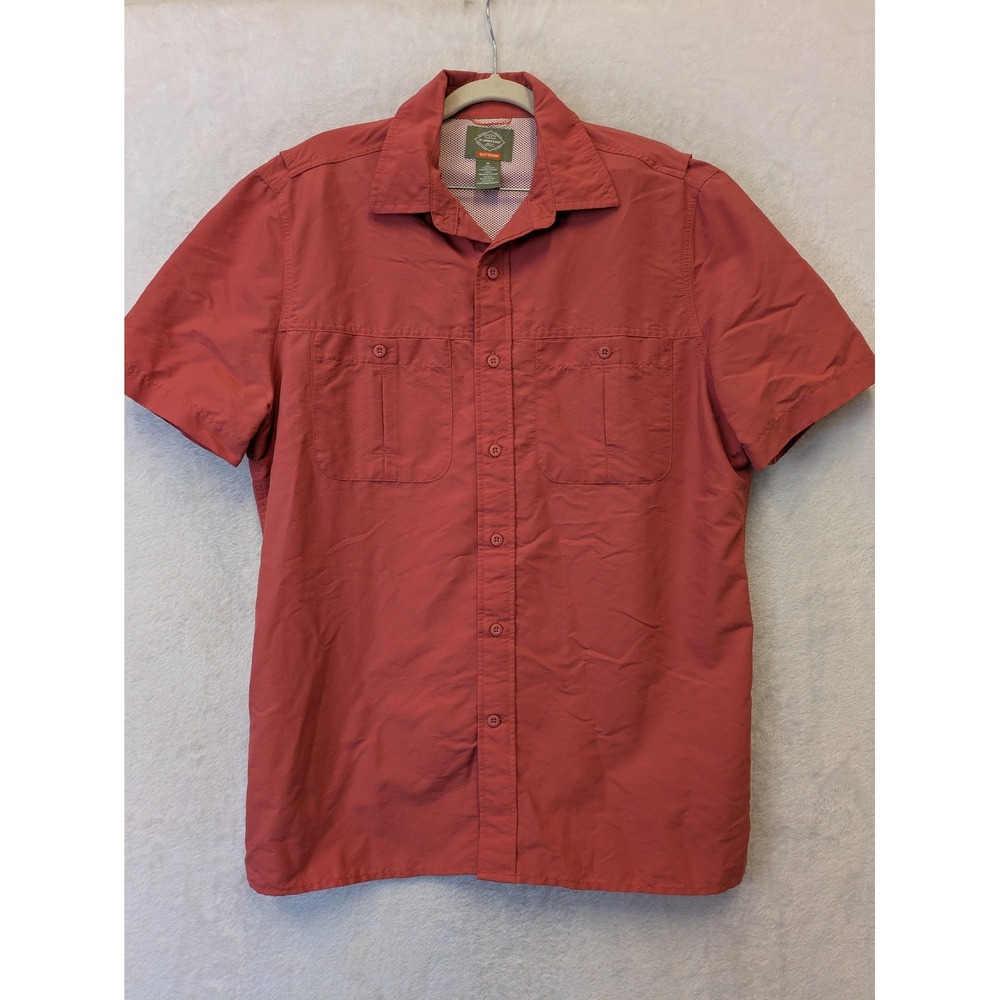 ST JOHN'S BAY Mens Outdoor Short Sleeve Button Up Shirt Insect Repellent Size M